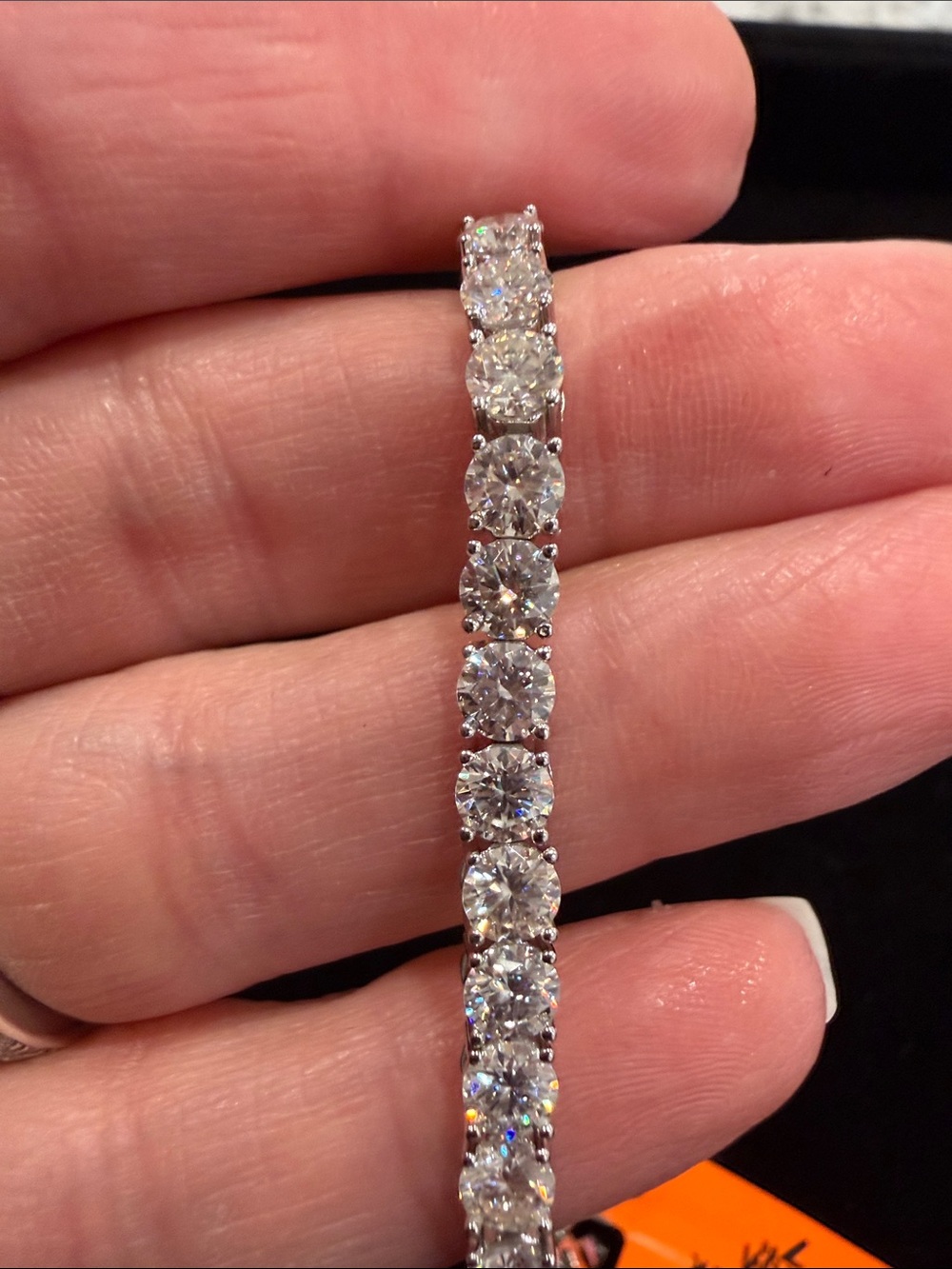 $1,500 Retail 15.0 Carat Moissanite 4mm Tennis Bracelet In 925 Sterling Silver
